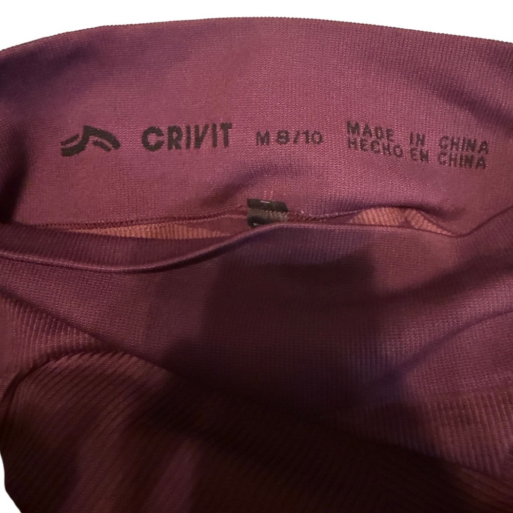 CRIVIT Seamless High-Waist Compression Leggings Burgundy Ribbed Athletic Women's - Picture 7 of 7